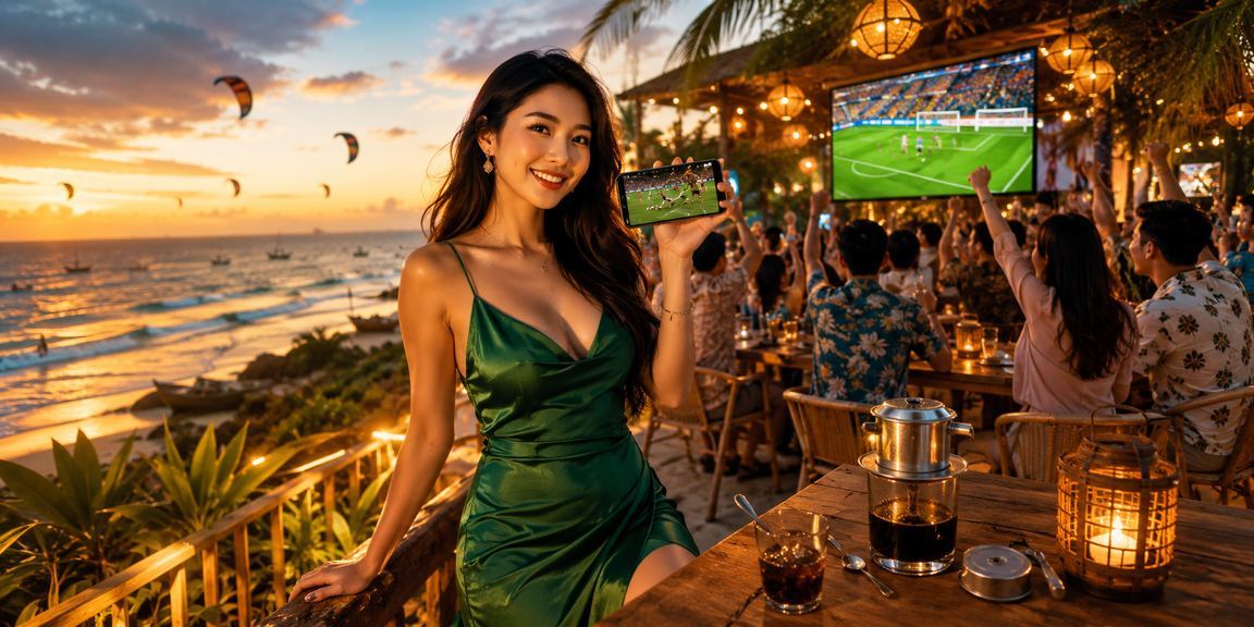 Không gian Mũi Né với người dùng theo dõi bóng đá và lịch cá cược trên điện thoại